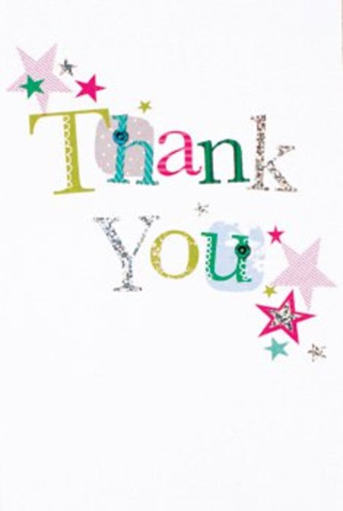 Elegantly arranged, this thank you card exudes a quiet exuberance that feels right at home in Ruislip's leafy enclaves. The letters of 'Thank You' each take on their own joyful persona-some gently whimsical with polka dots and curving lines, others more refined, flowing almost musically, reminiscent of the creative energy around Ruislip's Duck Pond Market. Festive stars, striped with sparkly pinks and cooled by deep turquoise or shimmering silver, gather near the greeting, infusing the card with a sense of bright optimism. The composition is light, open, and contemporary, mirroring the fresh, welcoming atmosphere along King's College Road. Subtle sophistication keeps the tone warm and universally appealing, perfect for nestling alongside a lush bouquet to express gratitude that is as uplifting as a burst of fresh flowers. Such a card makes for a thoughtful gesture-one that lingers in the mind, just as a sunny day in Ruislip's parks stays with you long after it ends.