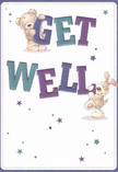 Overflowing with playful warmth, this Ruislip get well card instantly lifts the spirit, much like a thoughtful bouquet sent from a cherished local florist. Two charming figures-the fluffy teddy and a joyful pup-appear to spring energetically from the page, each with paws braced on the lively, brightly coloured 'Get Well' text. Deep indigo and vivid teal hues set the message aglow against a cloud-soft cream background, capturing the vibrant character of Ruislip's community flower shops. Sparkling stars in various shades of amethyst and turquoise twinkle across the card, evoking dreamy evenings by the waterside at Ruislip Lido. The meticulously rendered fur on both bear and puppy hints at tactile softness-so inviting you can almost feel their embrace. This card is more than a greeting; it's a loving gesture brimming with optimism and care, reminiscent of the personal service and heartfelt touches offered by Ruislip Florist throughout town.